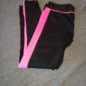 Hot pink black yoga leggings work out pants